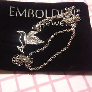 Silver Iced Out Hummingbird Pendant Necklace